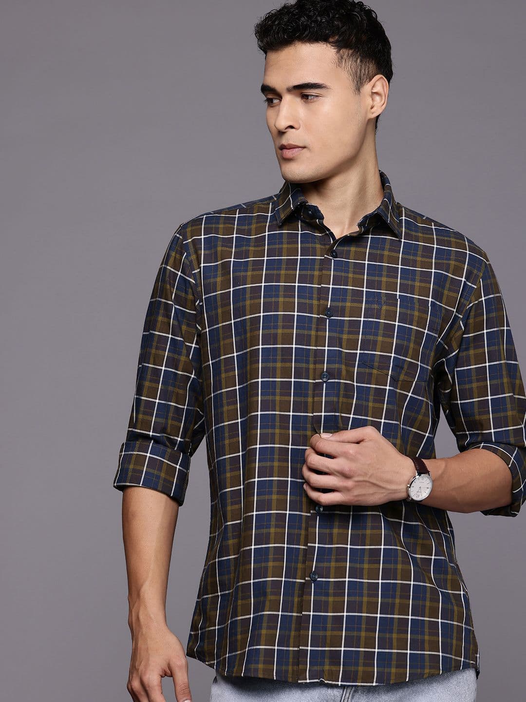 Allen Solly Classic Fit Checked Pure Cotton Casual Shirt - view 1