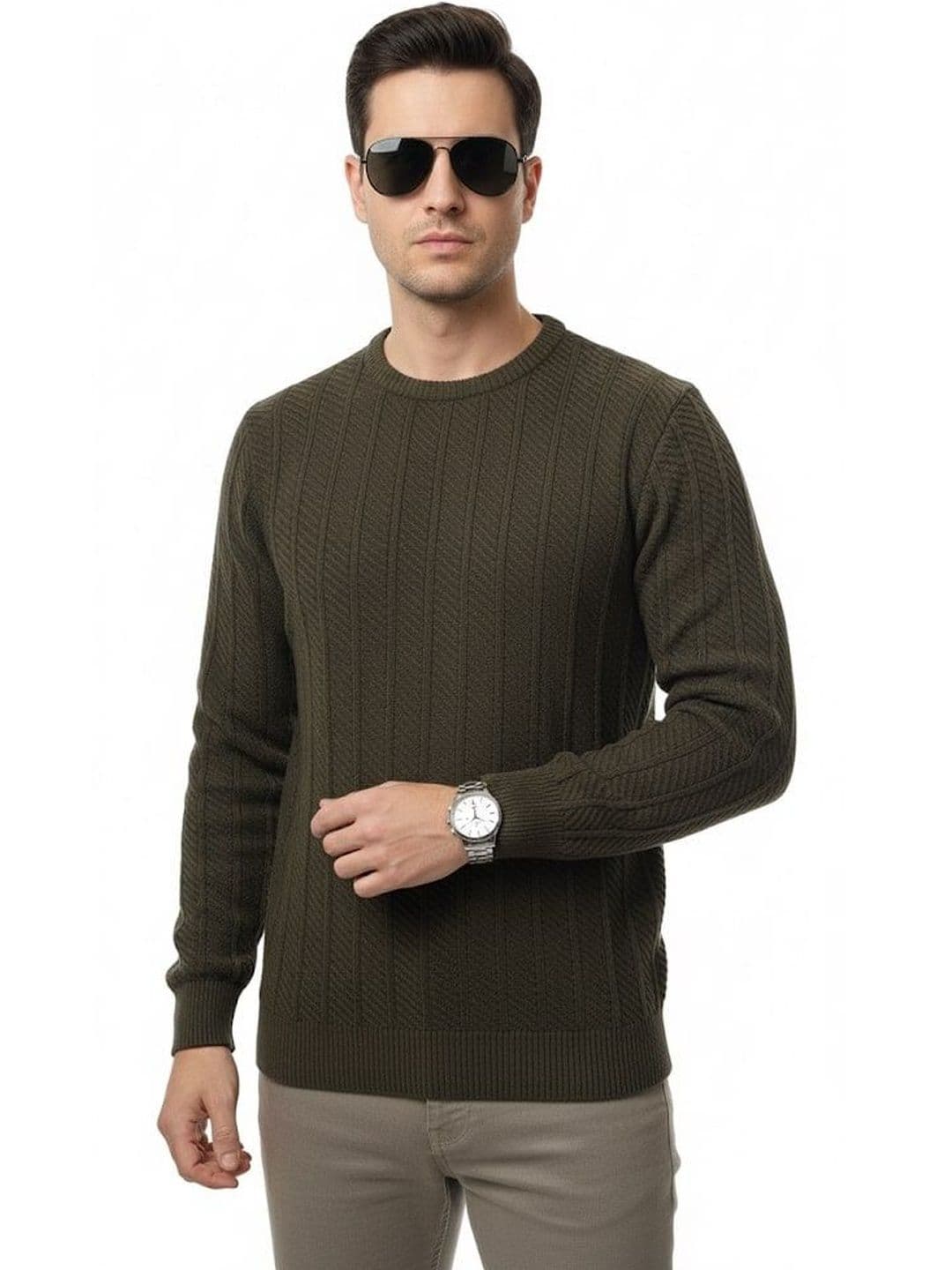 The Roadster Lifestyle Co Self Design Pullover Sweaters - view 1