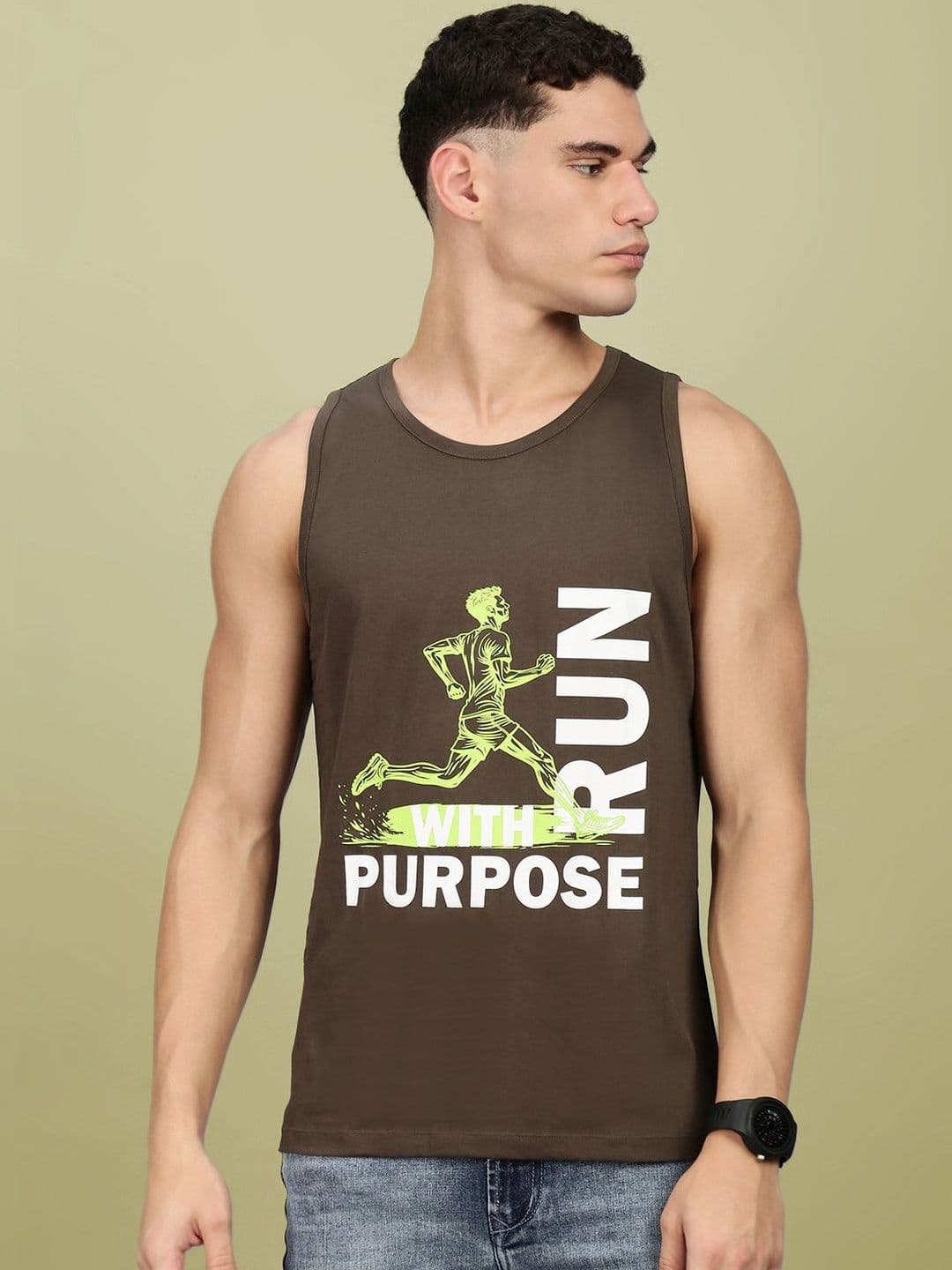 LUX NITRO Men Printed Combed Cotton Sleeveless Scoop Neck Tank Top - view 1