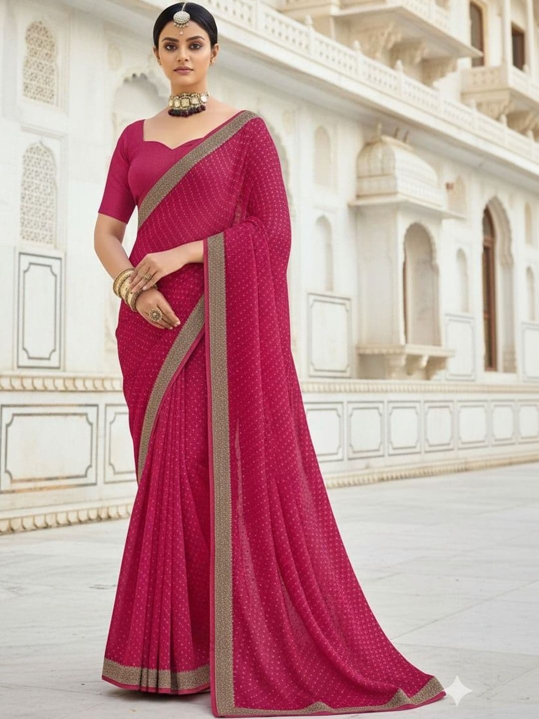 Moda Rapido Poly Georgette Bandhani Saree - view 1