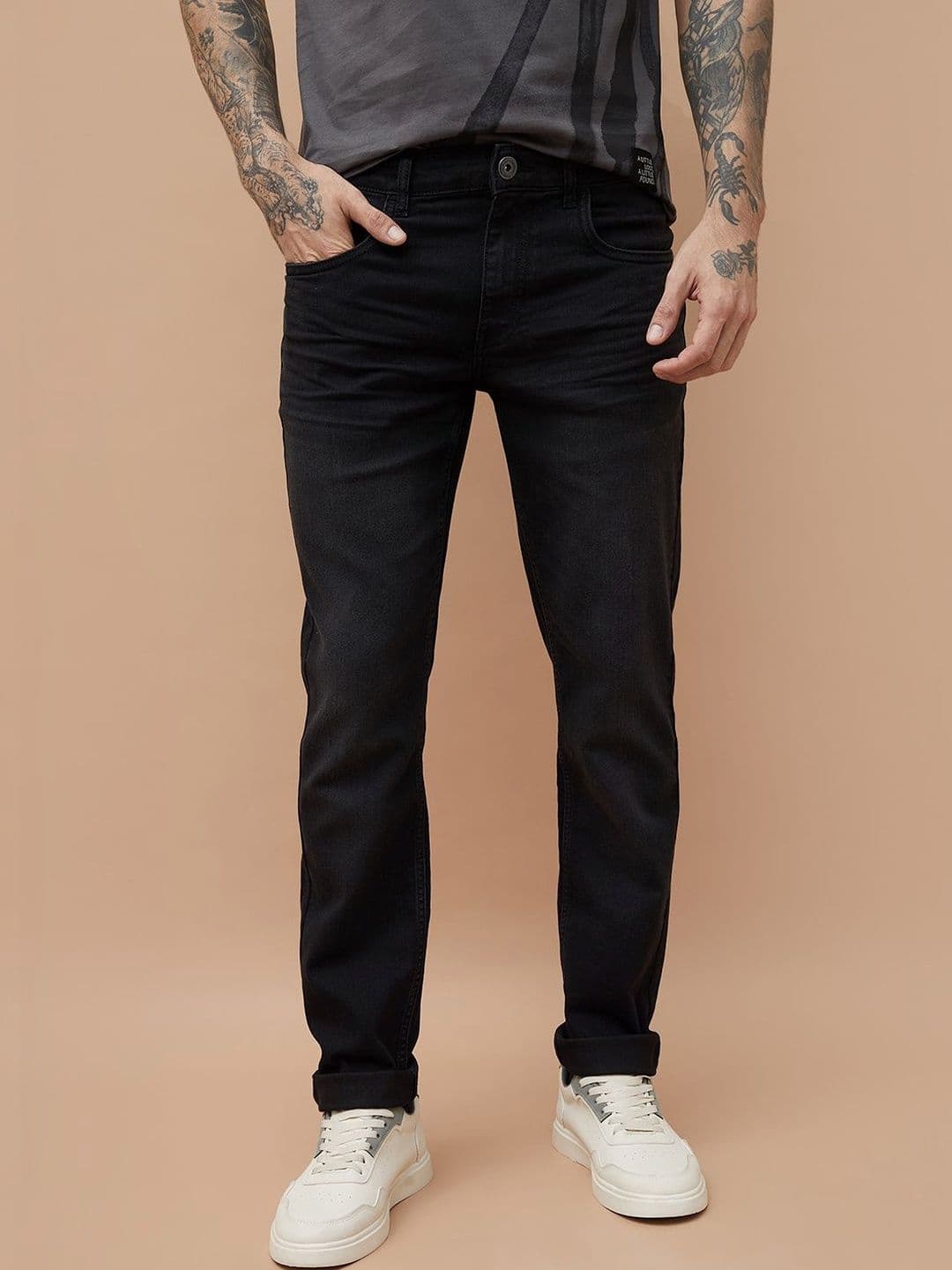 Forca by Lifestyle Men Tapered Fit Mid-Rise Light Fade Jeans - view 1