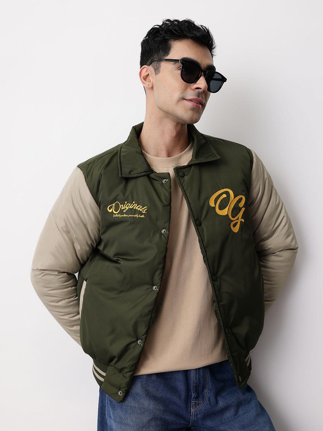 Mast & Harbour Typography Embroidered Bomber Jacket - view 1