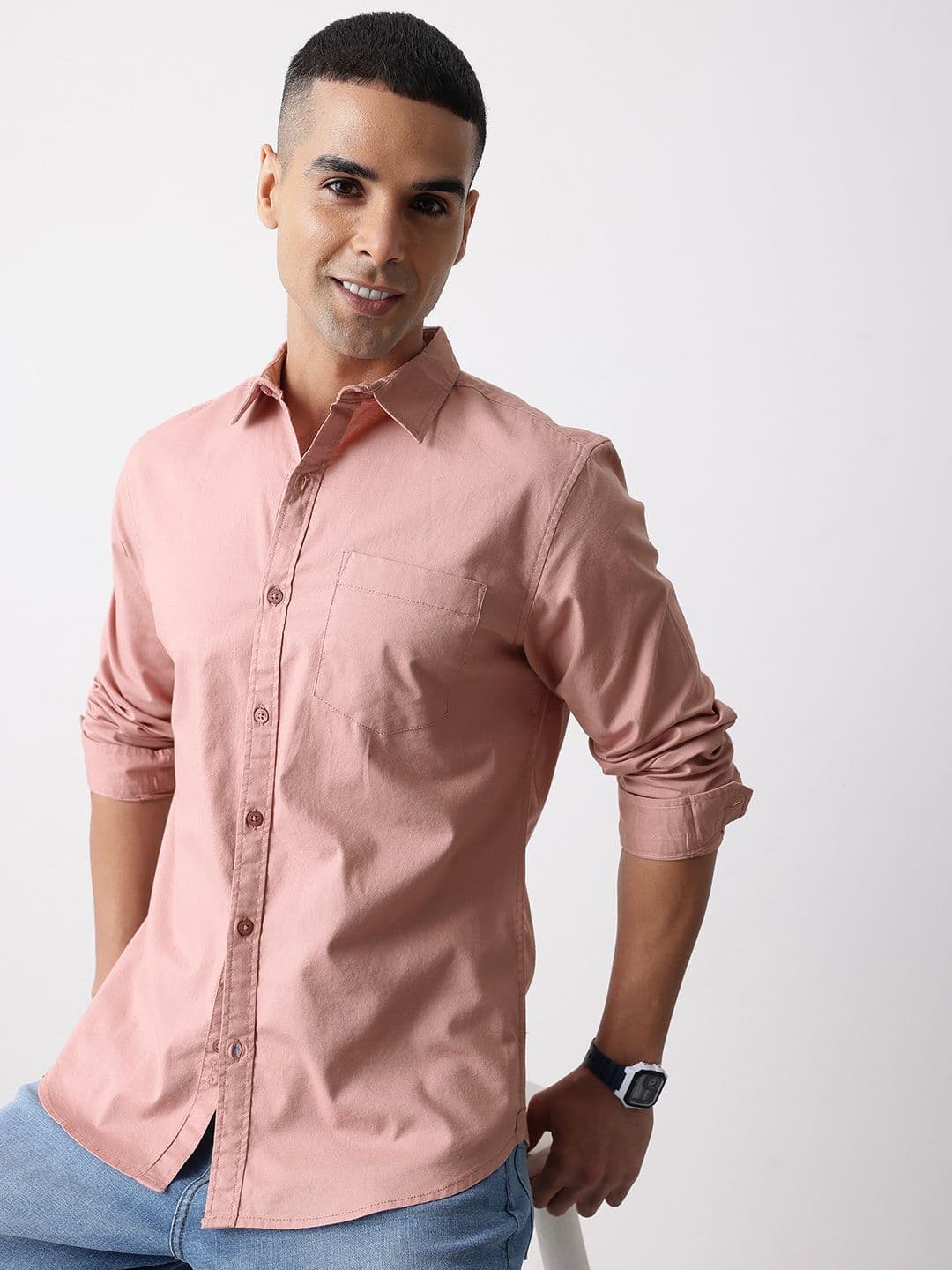 Mast & Harbour Spread Collar Pure Cotton Casual Shirt - view 1
