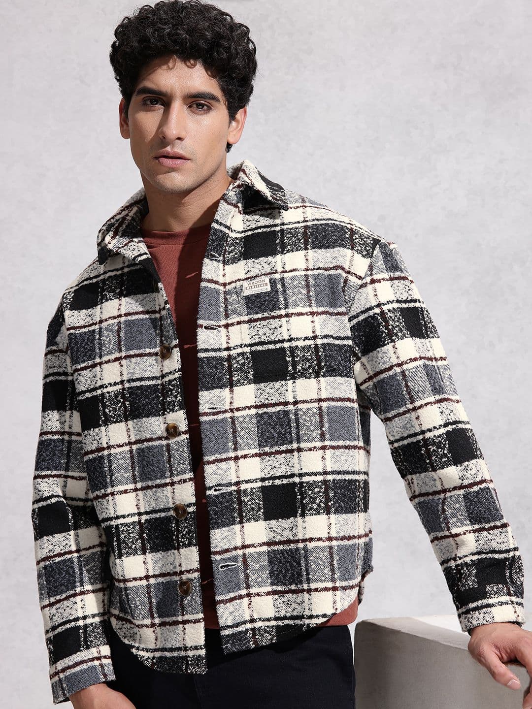 WROGN Checked Spread Collar Tailored Jacket - view 1