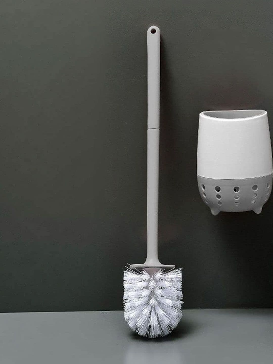 FAVRIA Grey & Grey Solid Plastic Toilet Brush Holder - view 1