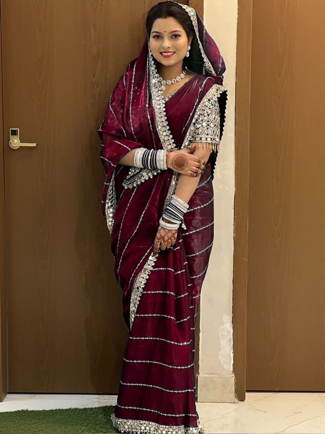 Being Naari Embellished Mirror Work Pure Georgette Heavy Work Saree - view 1