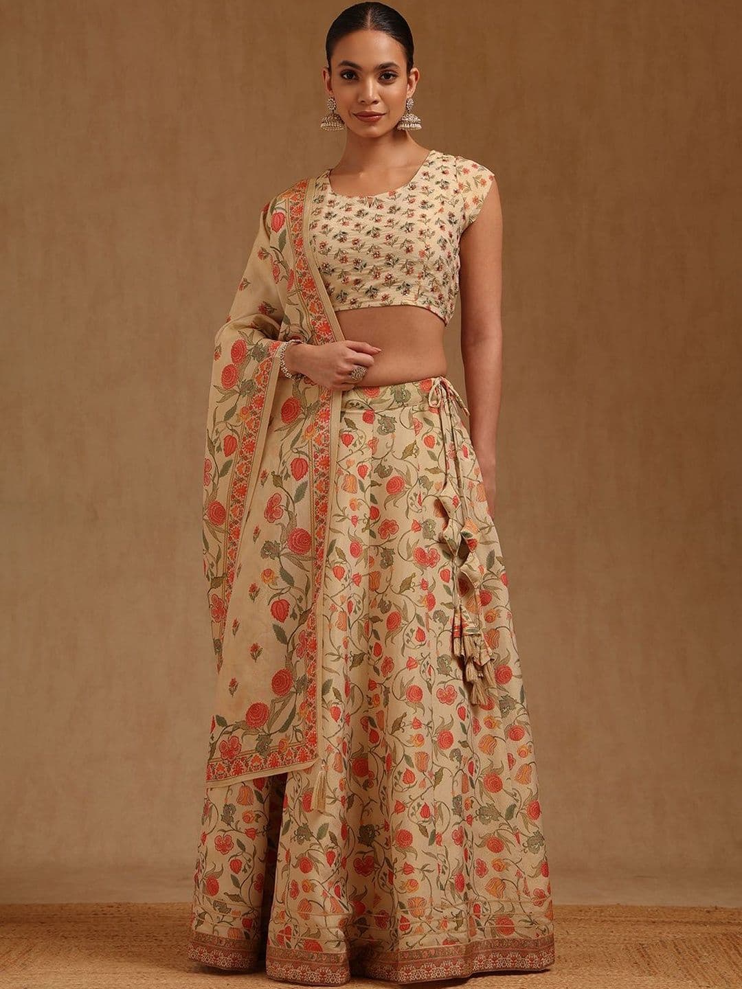 Soch Printed Beads and Stones Semi-Stitched Lehenga & Blouse With Dupatta - view 1
