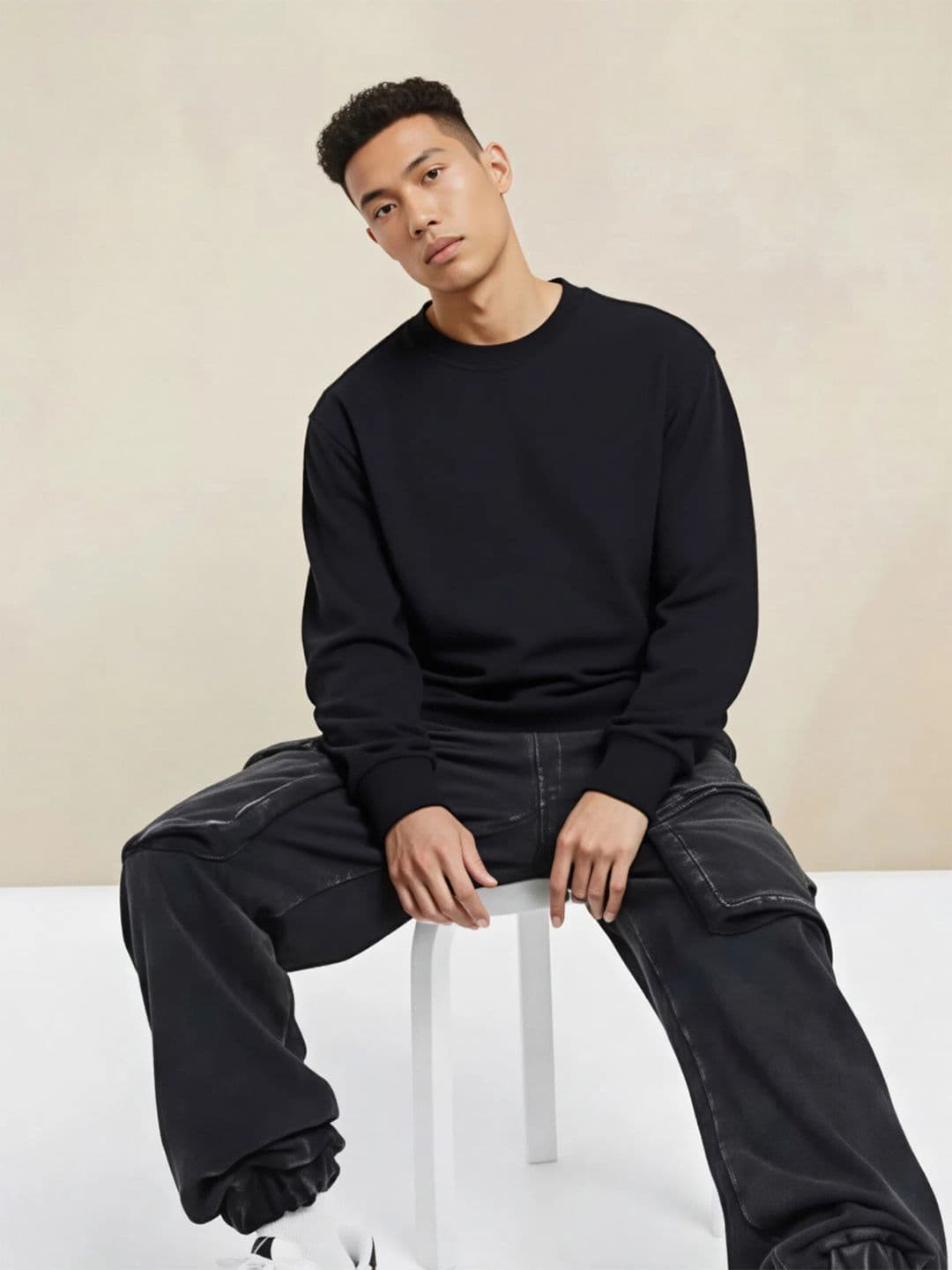 Styli Men Relaxed Fit Cotton Terry Casual Pullover Sweatshirt - view 1