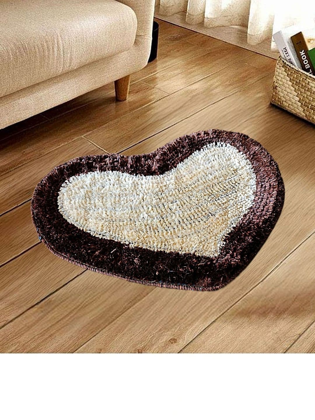 vstucart Brown & Cream Heart Shaped Cotton Doormats - view 1