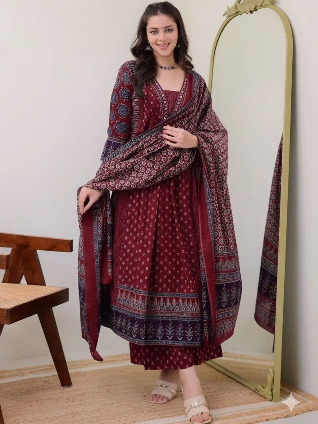 KALINI Women Ethnic Motifs Printed Regular Kurta with Trousers & With Dupatta - view 1
