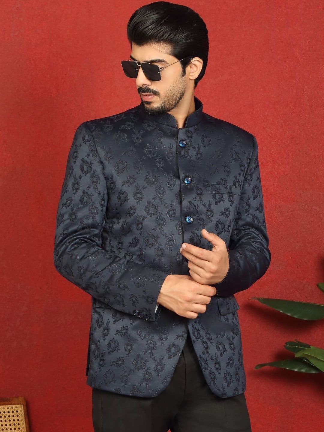 KRAFT INDIA Men Self Design Mandarin Collar Blazers - view 1