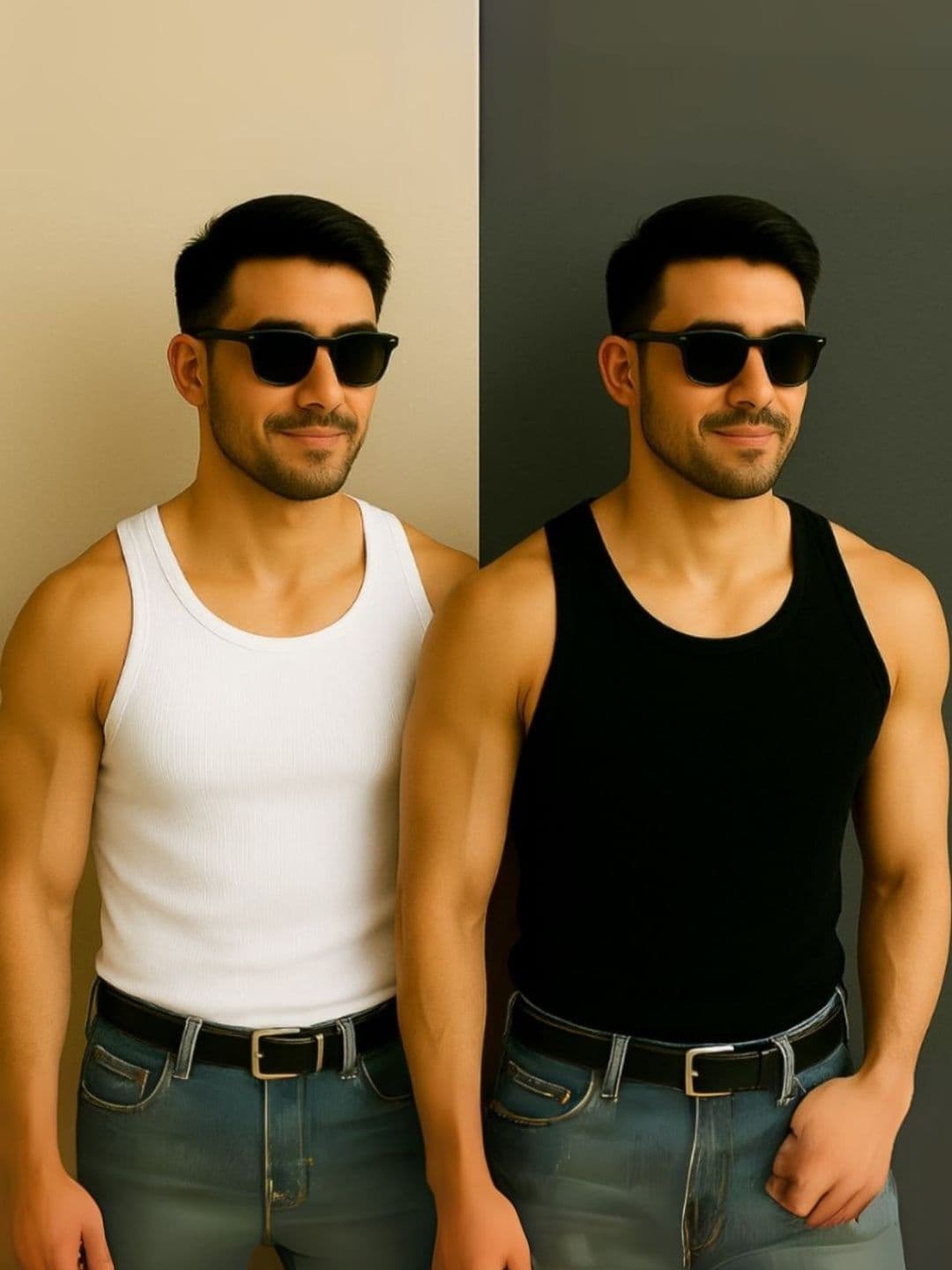 ROCKWELL Pack Of 2 Ribbed Cotton Breathable Innerwear Gym Vests - view 1