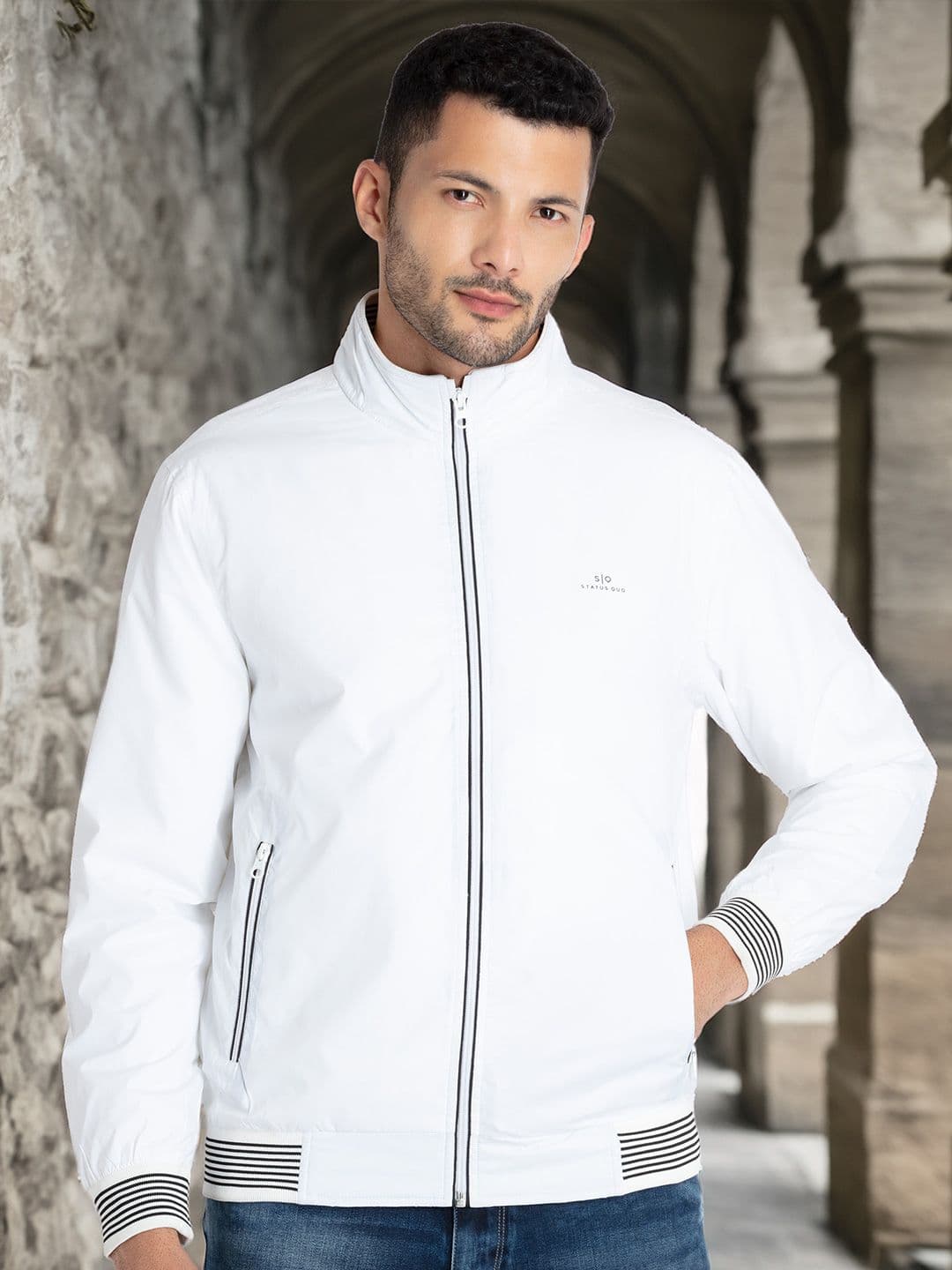Status Quo Men Brand Logo Lightweight Bomber Jacket - view 1