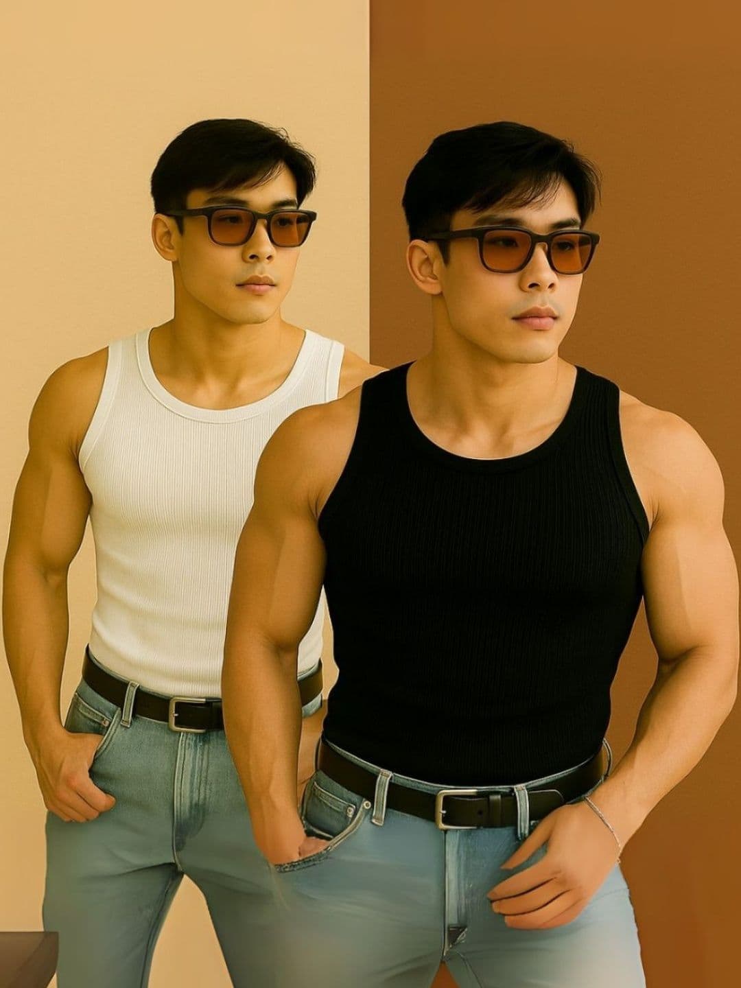 ROCKWELL Pack Of 2 Ribbed Cotton Breathable Innerwear Gym Vests - view 1