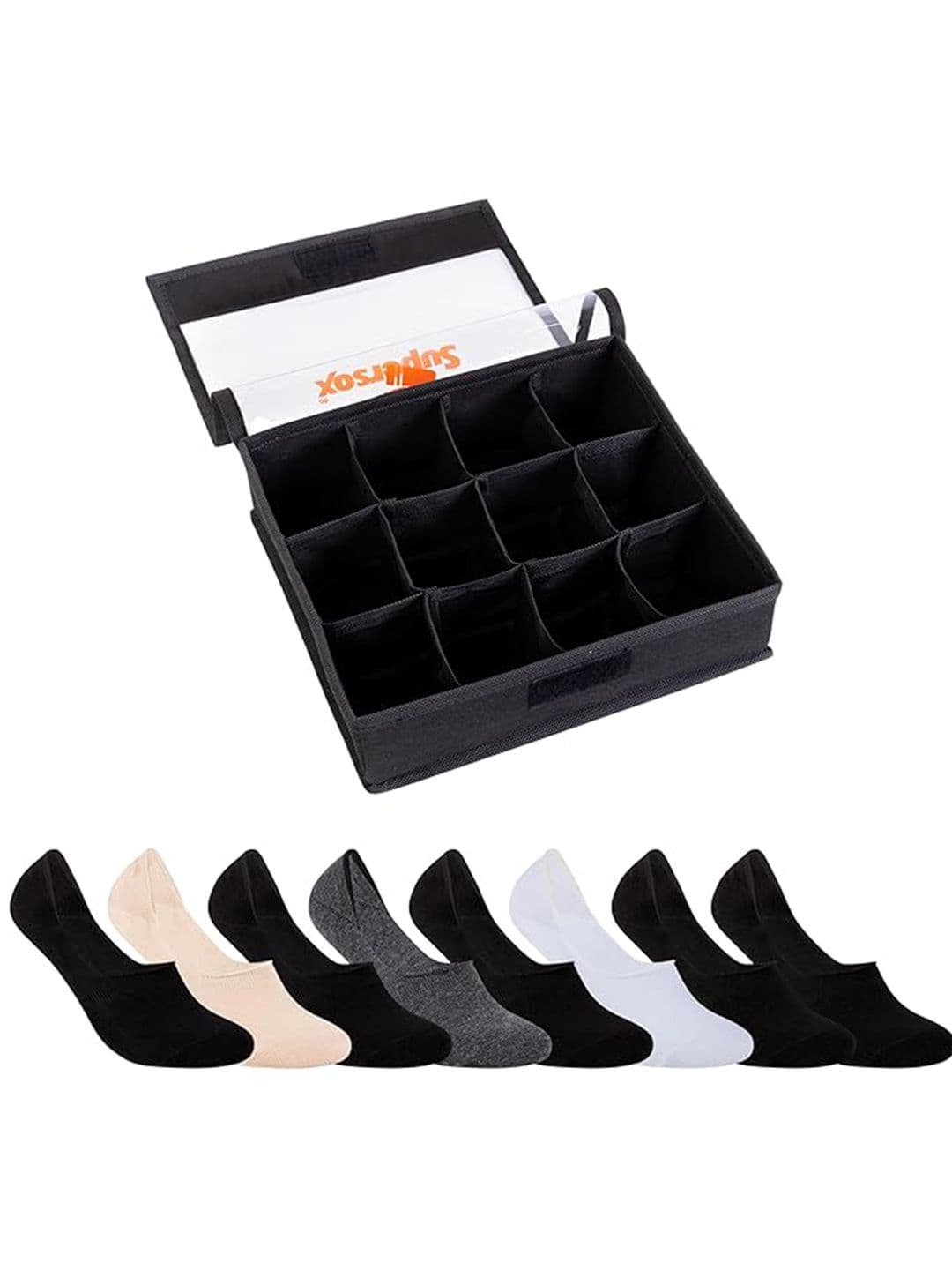 Supersox Man Pack of 8 Low Cut No Show Cotton Loafer Socks with Socks Organizer - view 1
