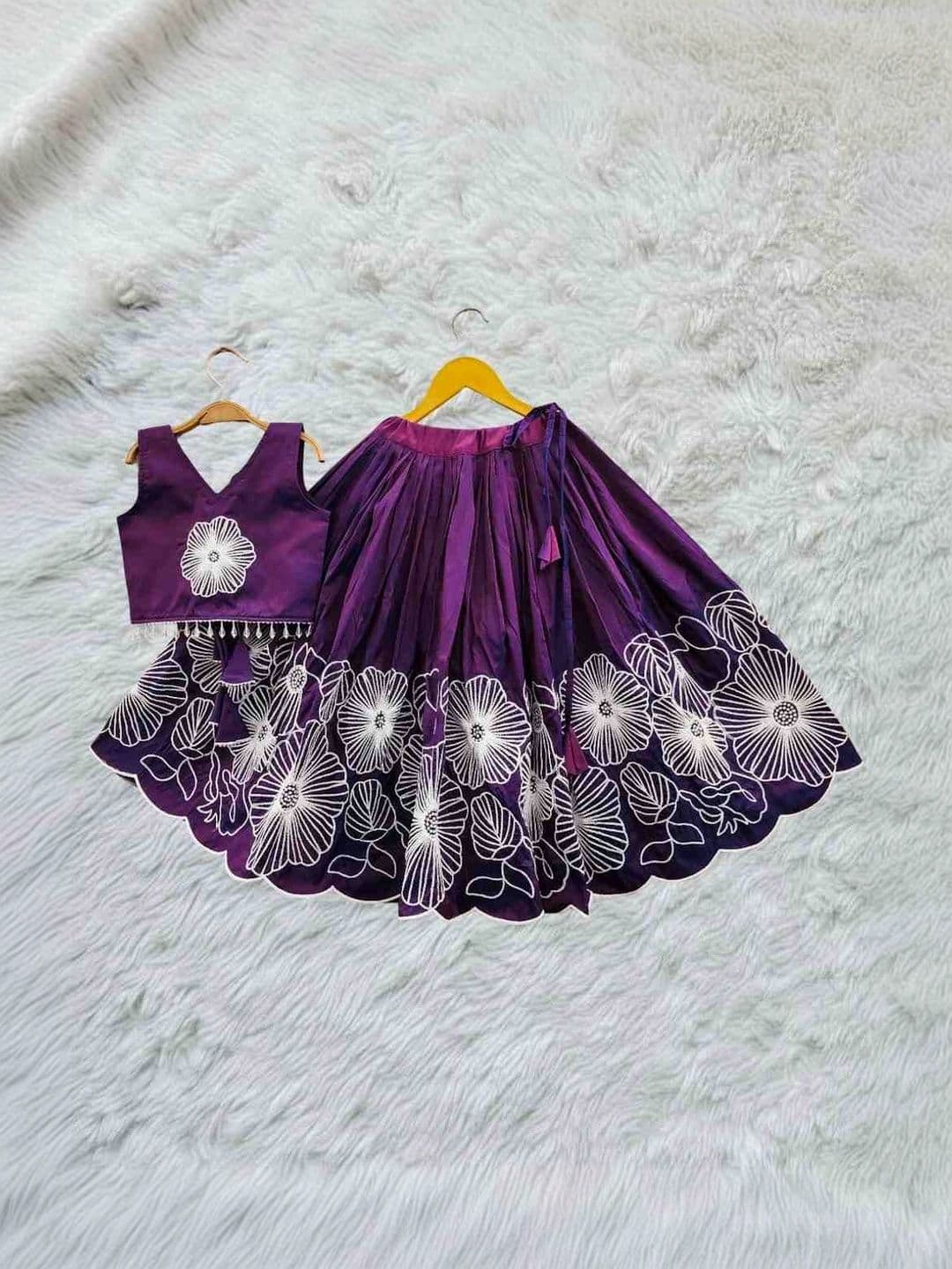 SHUBHVILAS DESIGN Girls Embroidered Thread Work Semi-Stitched Lehenga Choli - view 1
