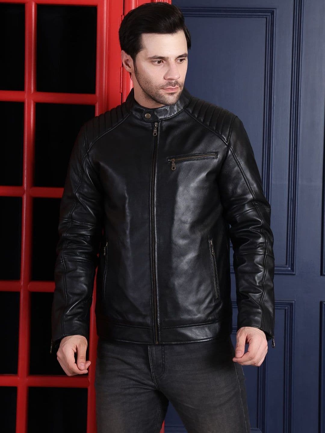 COOL EQUAL Men Leather Water Resistant e-Dry Technology Biker Jacket - view 1