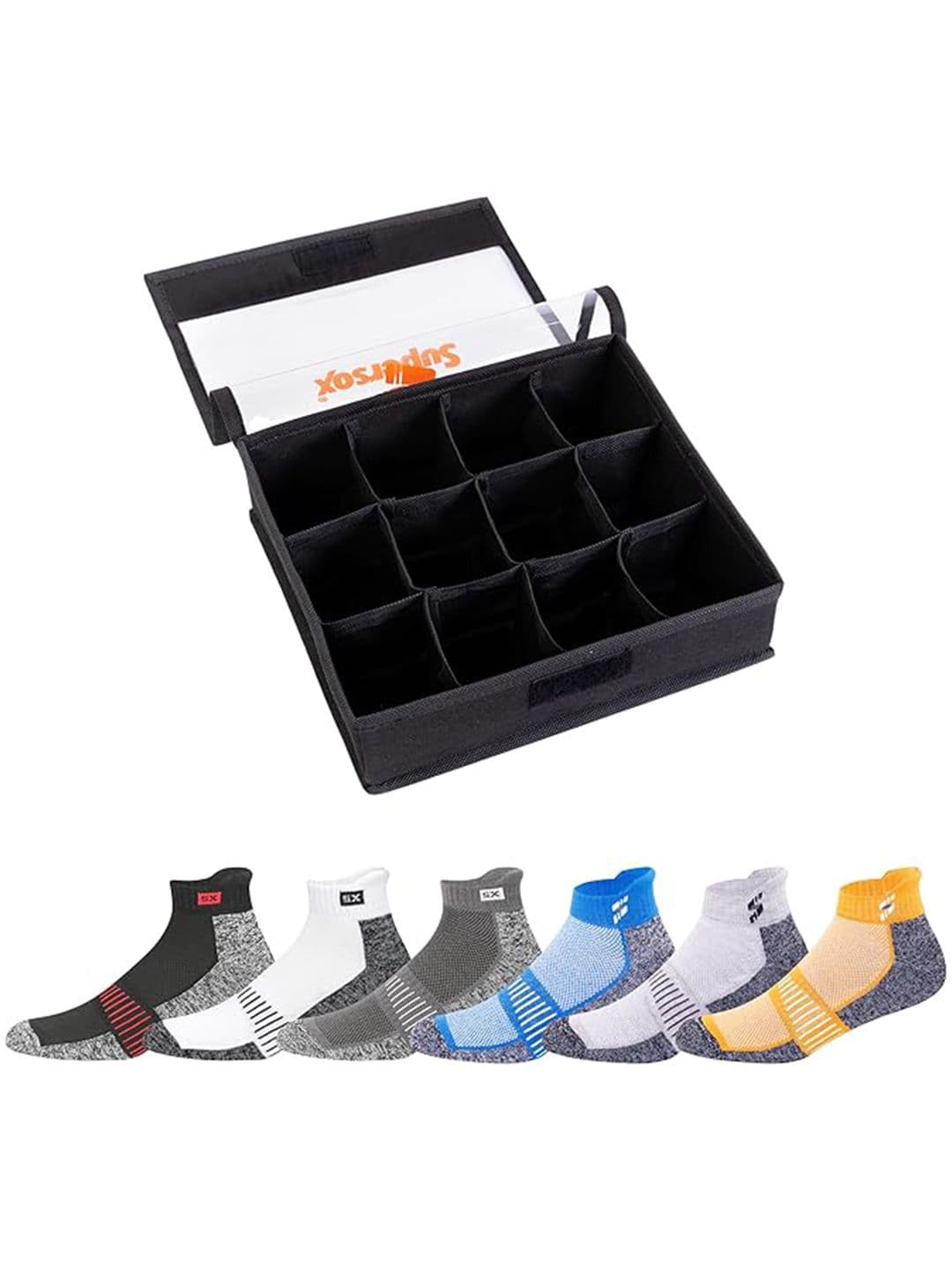 Supersox Men Pack Of 6 Printed Cotton Ankle-Length Socks With Organizer - view 1