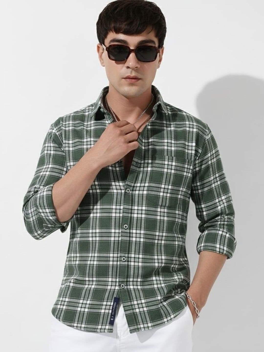 EIGHTEEN UP Men Classic Slim Fit Tartan Checks Checked Casual Shirt - view 1