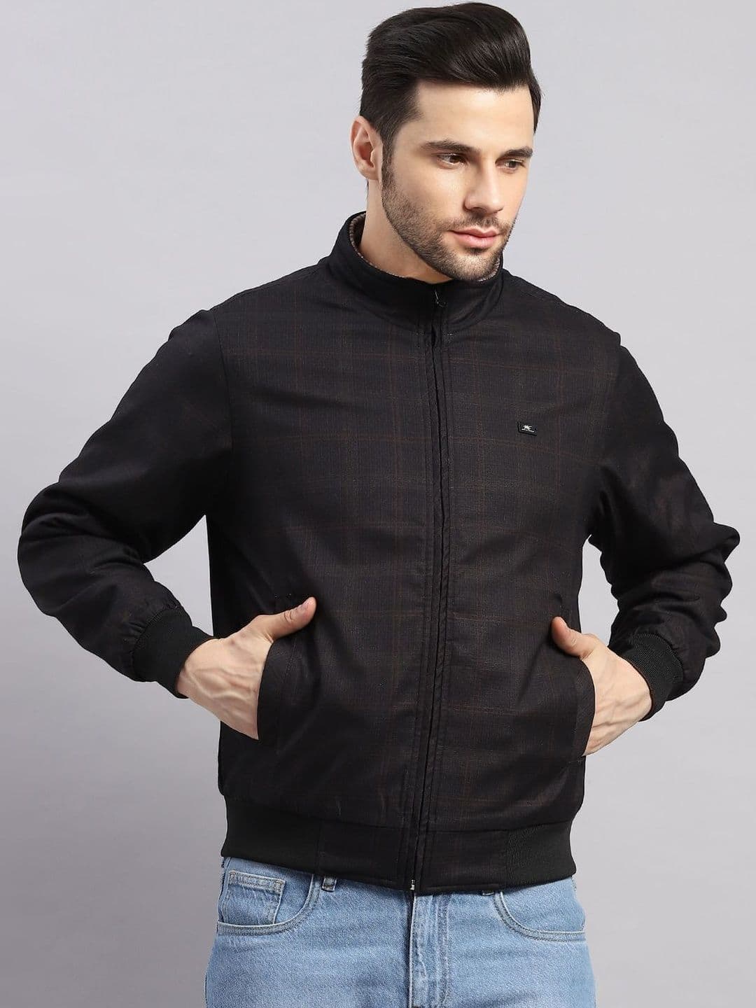 Monte Carlo Men Checked Reversible Outdoor Bomber Jacket - view 1