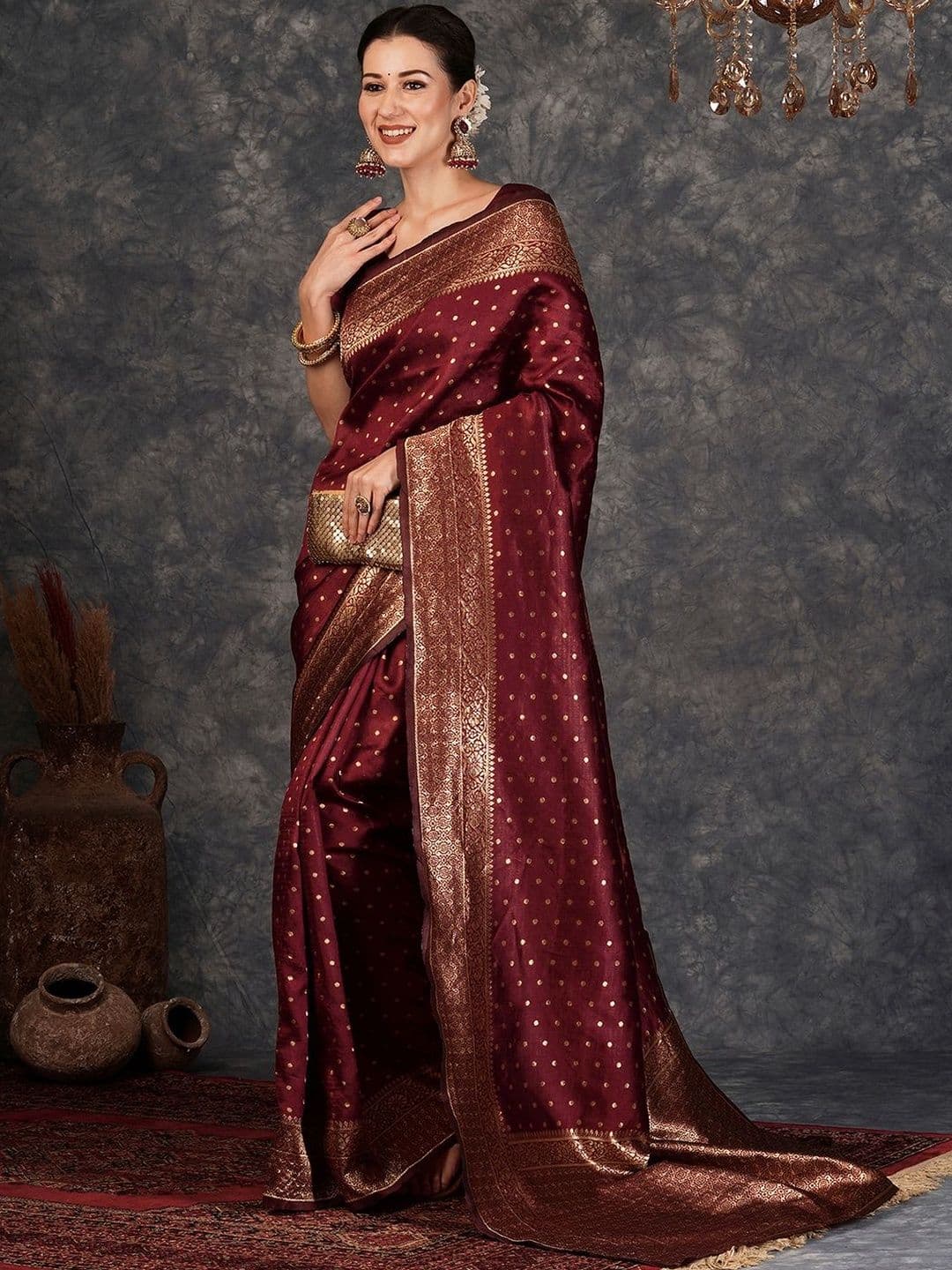 SANISA Woven Design Zari Silk Blend Heavy Work Banarasi Saree - view 1