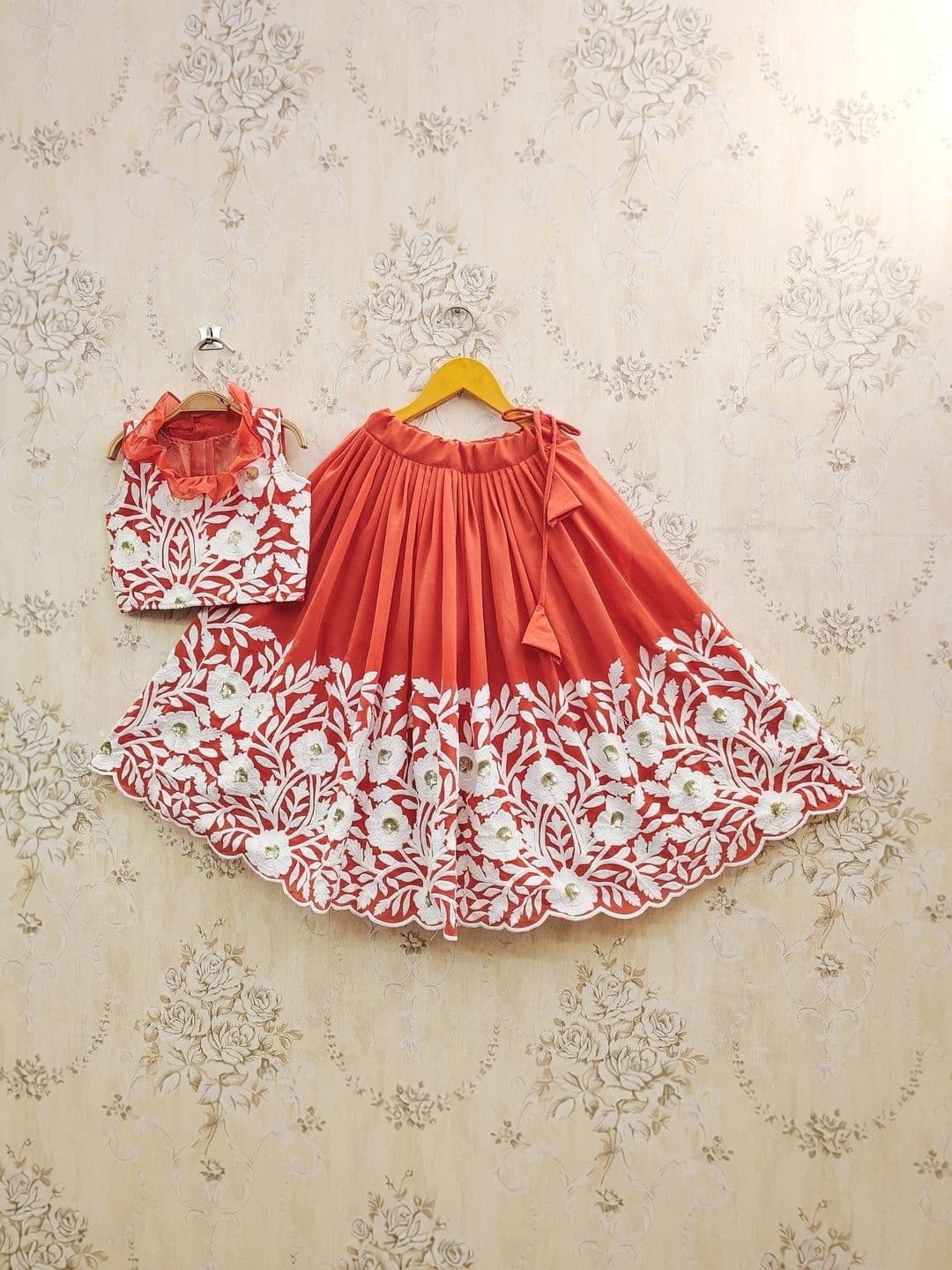 Helene Girls Floral Embroidered Sequinned Ready to Wear Silk Georgette Lehenga & Choli - view 1