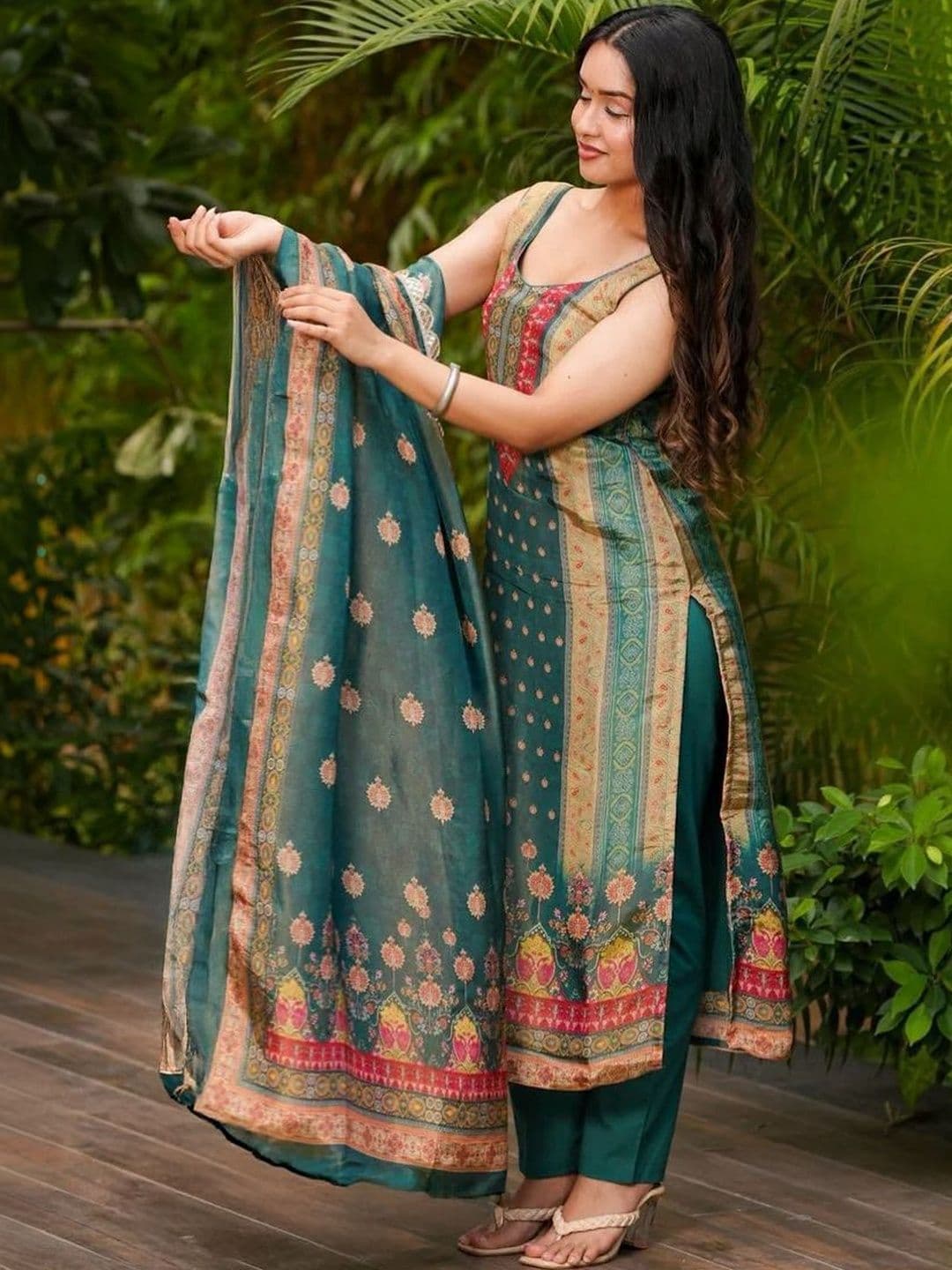 S.K.C Women Ethnic Motifs Printed Regular Kurta with Trousers & With Dupatta - view 1