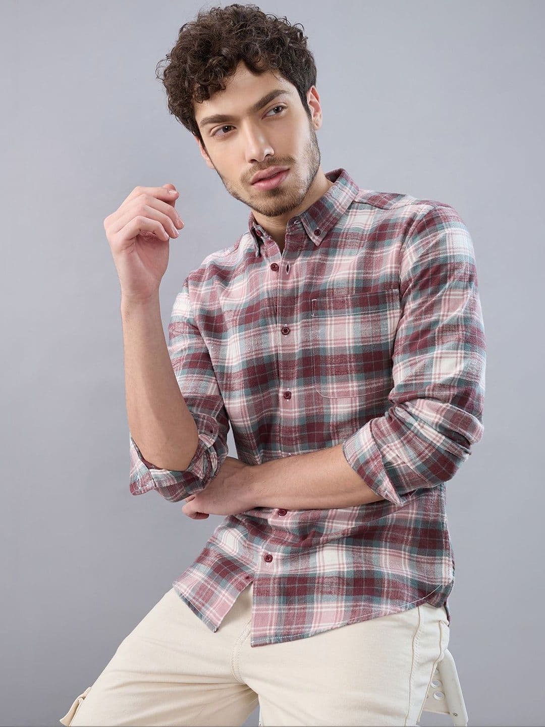 HERE&NOW Men Slim Fit Tartan Checks Checked Casual Shirt - view 1