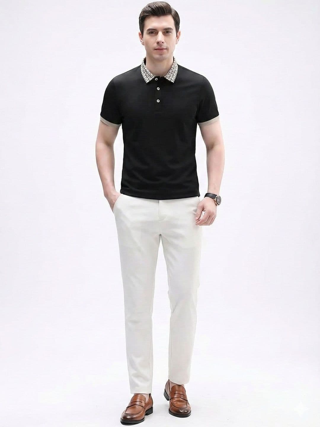 R.Code by The Roadster Life Co. Men Polo Collar T-shirt - view 1