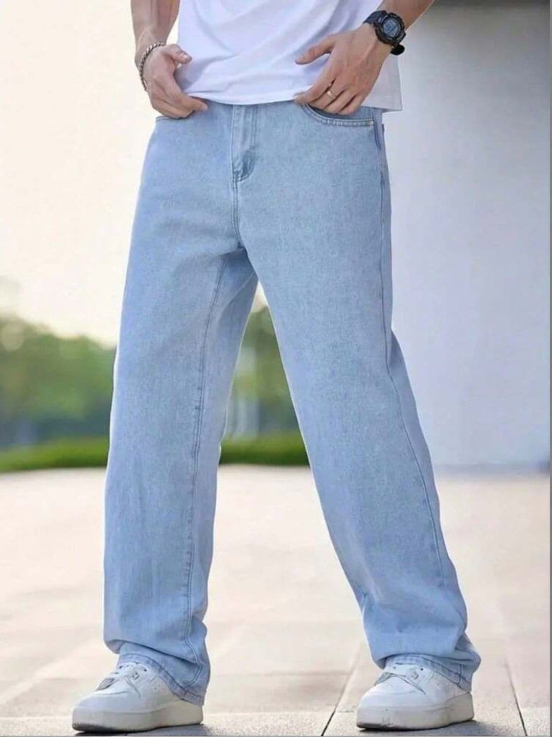 STEPLE DENIMS Men Baggy Loose Fit Mid-Rise Cotton Relaxed Jeans - view 1