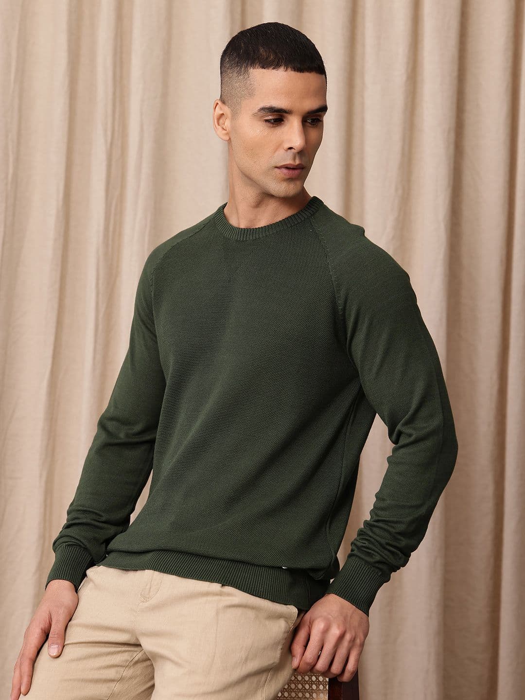Mr Bowerbird Self Design Raglan Sleeves Pure Cotton Pullover - view 1