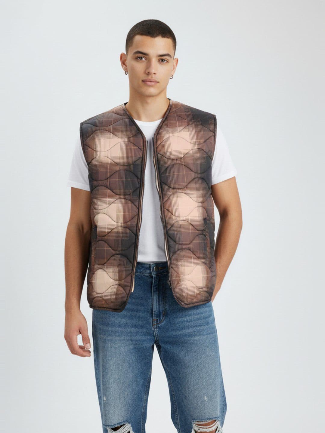 glitchez Abstract Printed Gilet Jacket - view 1