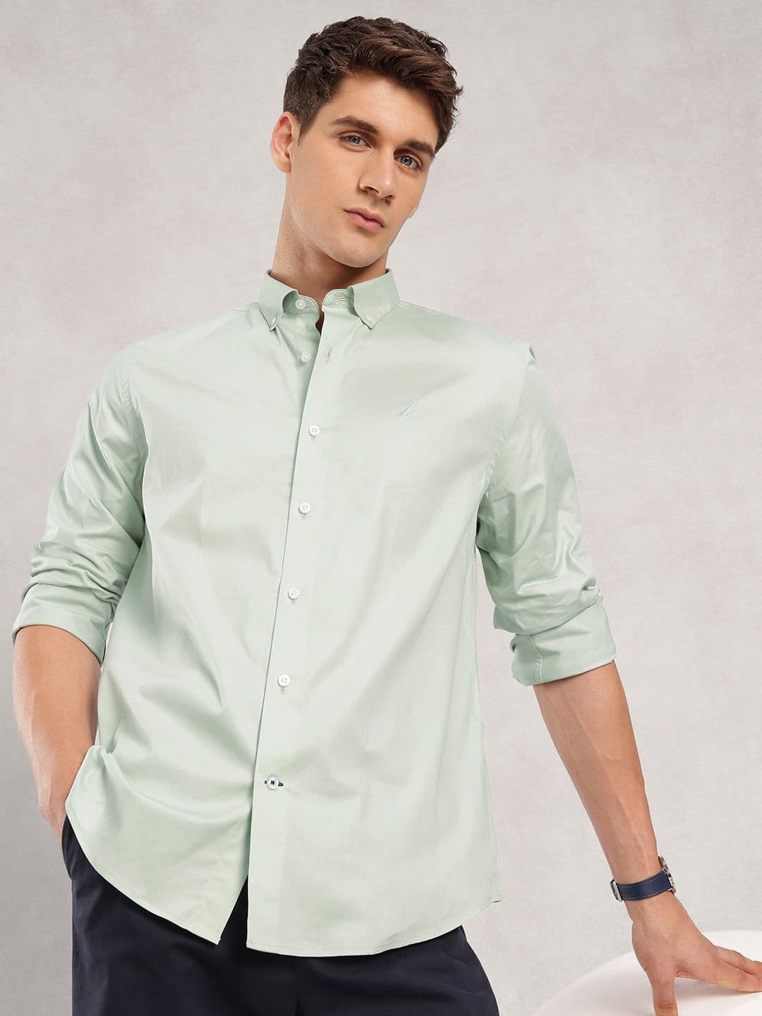Nautica Slim Fit Button-Down Collar Pure Cotton Casual Shirt - view 1