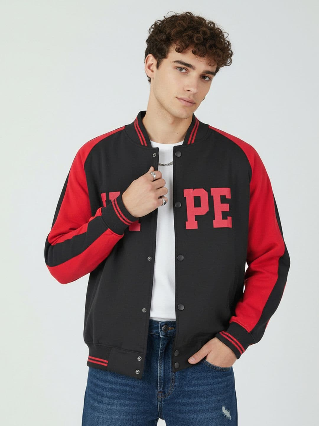 glitchez Printed Varsity Jacket - view 1