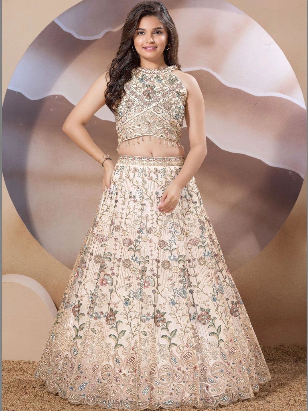 Lagorii Girls Embroidered Ready to Wear Lehenga & - view 1