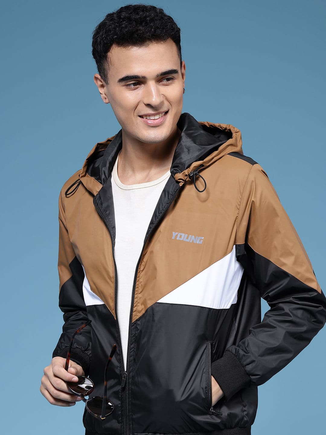 HERE&NOW Colourblocked Hooded Bomber Jacket - view 1