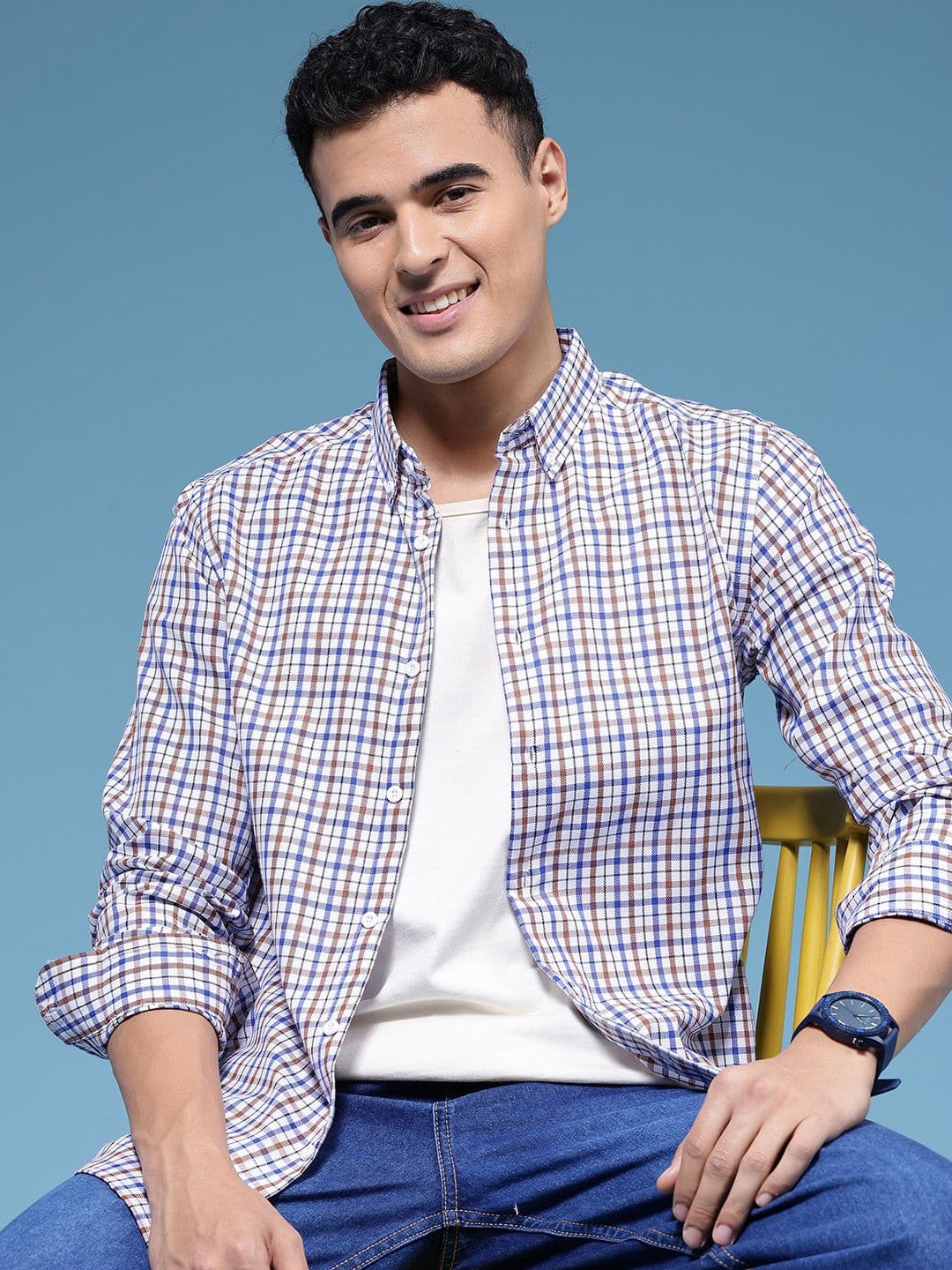 HERE&NOW Slim Fit Checked Button-Down Collar Casual Shirt - view 1