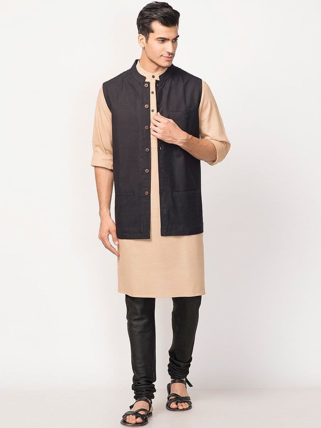 Fabindia Cotton Mandarin Collar Nehru Jacket - view 1