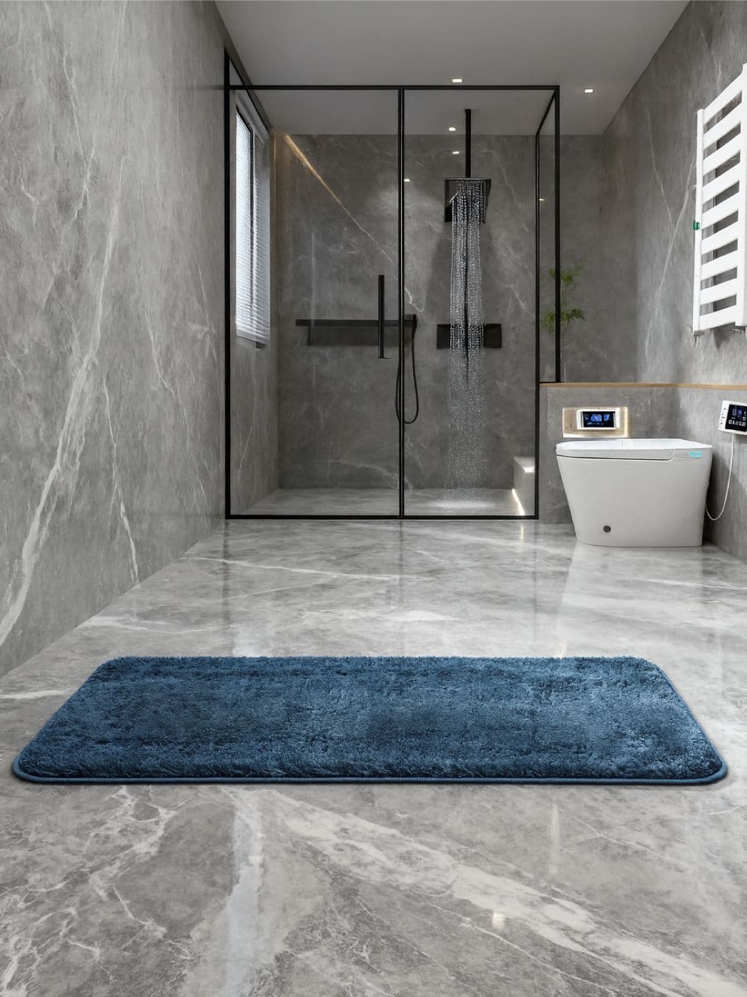 Dryspun Blue 2800 GSM Microfibre Non-Slip Bath Rug - view 1