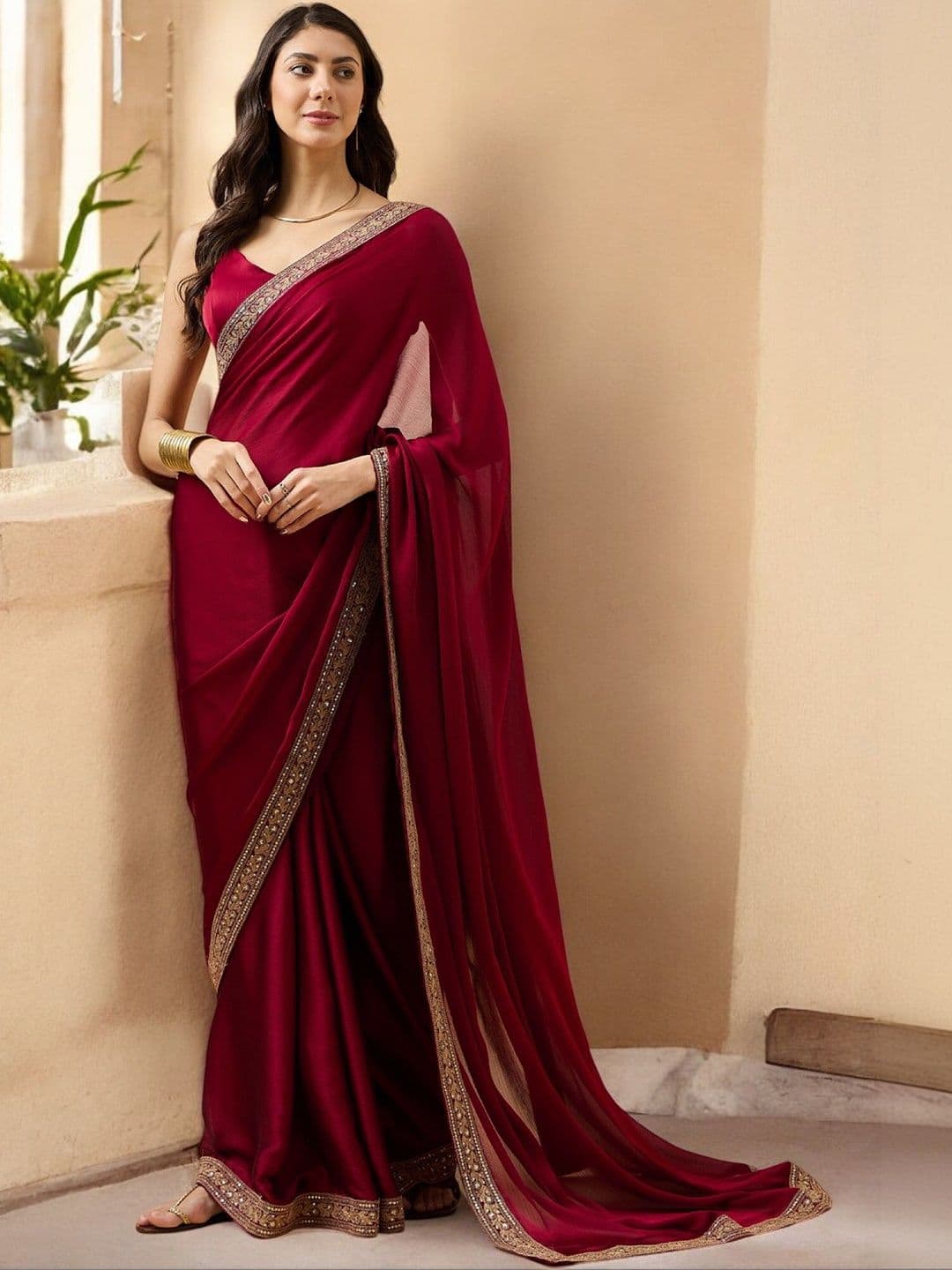 Moda Rapido Embellished Zari Satin Heavy Work Saree - view 1