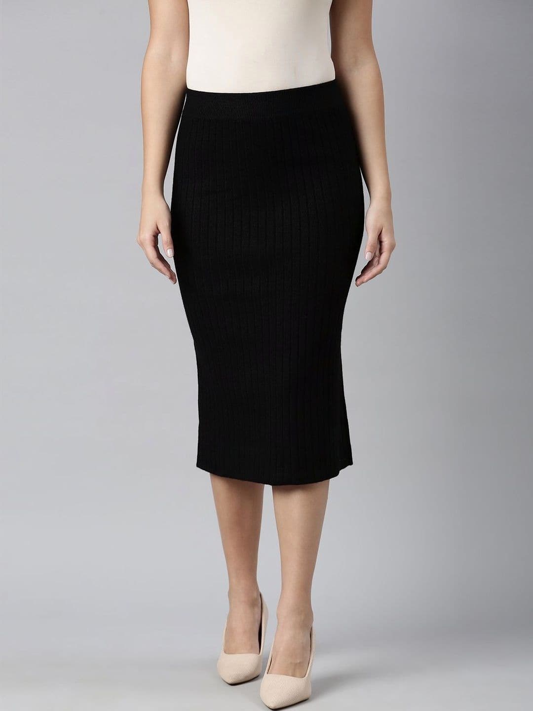 SHOWOFFFF Self Design Midi Straight Skirts - view 1