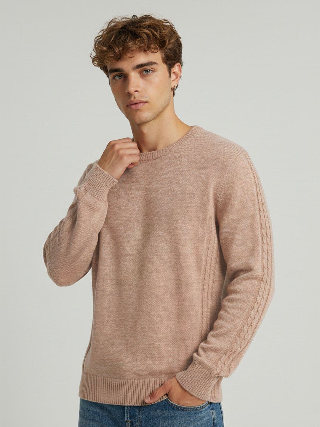 glitchez Cable Knit Detail Relaxed Fit Sweaters - view 1