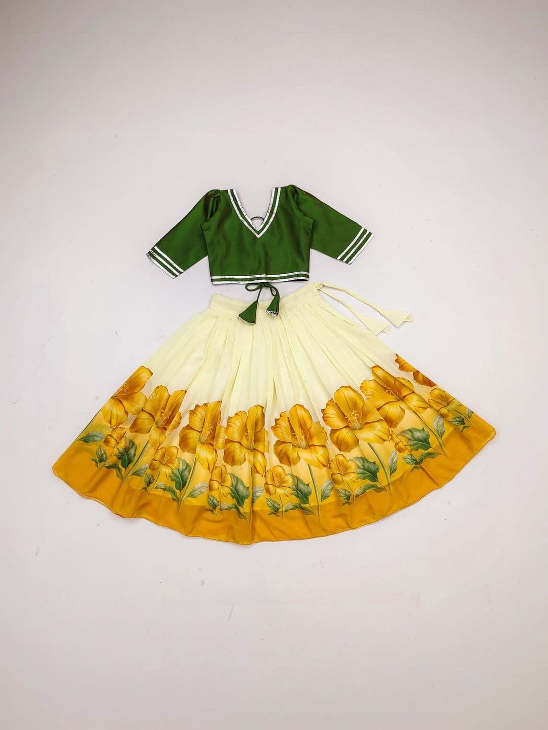 BAESD Girls Tie and Dye Semi-Stitched Lehenga & - view 1