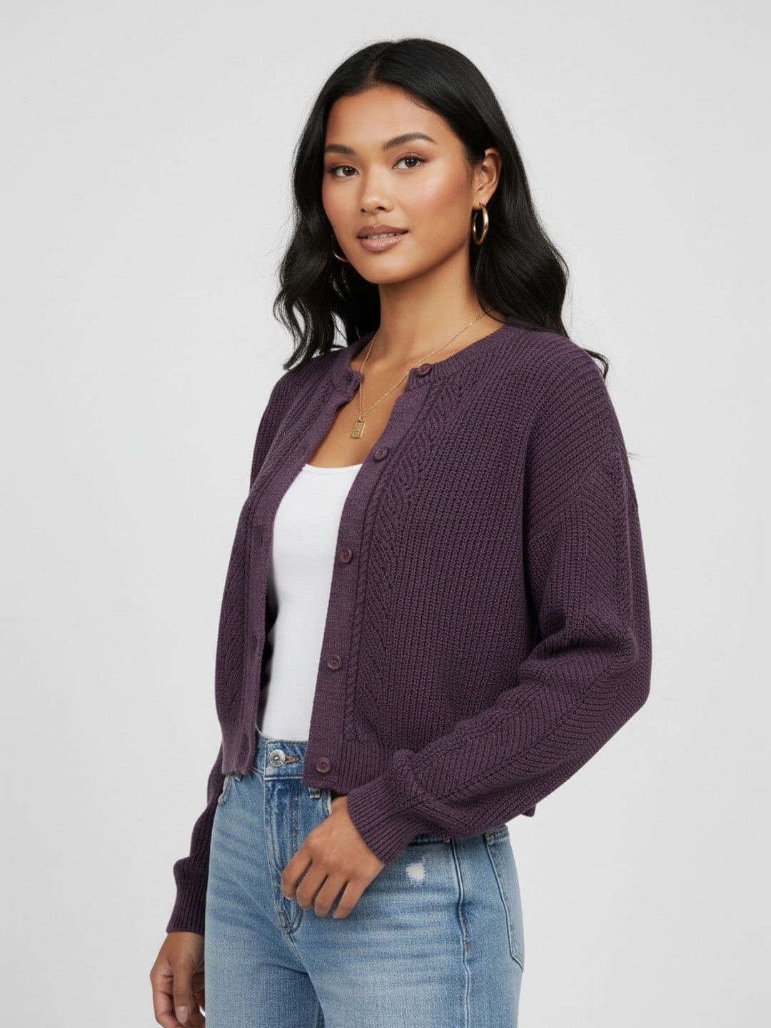 glitchez Ribbed Oversized Crop Cardigan - view 1