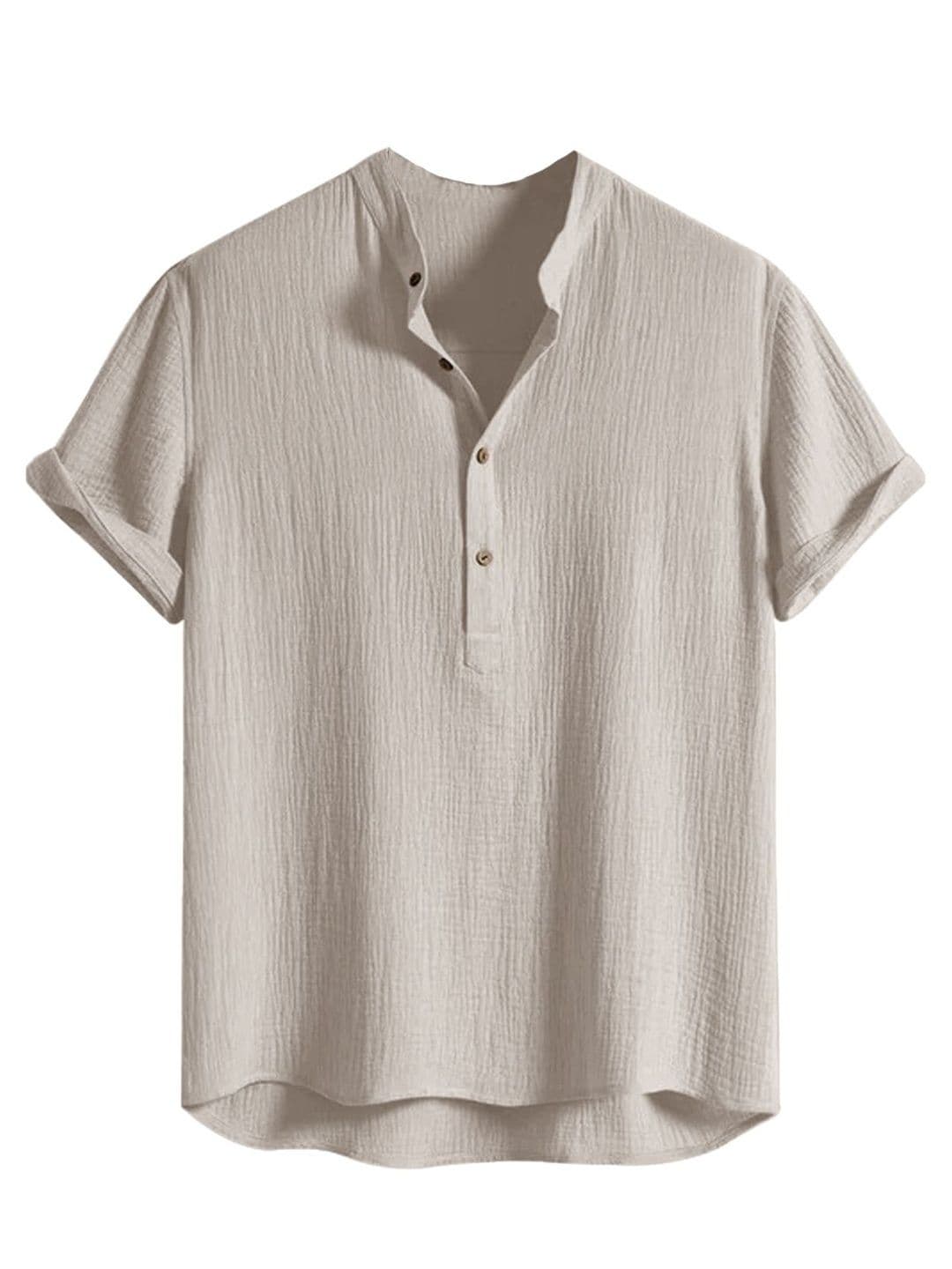 SZN Men Henley Neck Roll-Up Sleeves Organic Cotton T-shirt - view 1