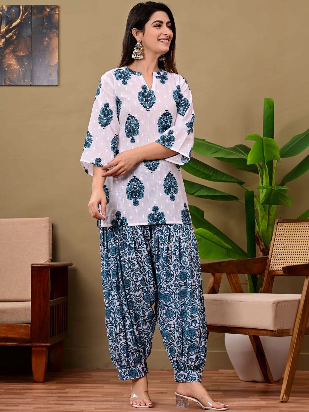KALINI Women Ethnic Motifs Printed Regular Pure Cotton Kurta with Patiala - view 1