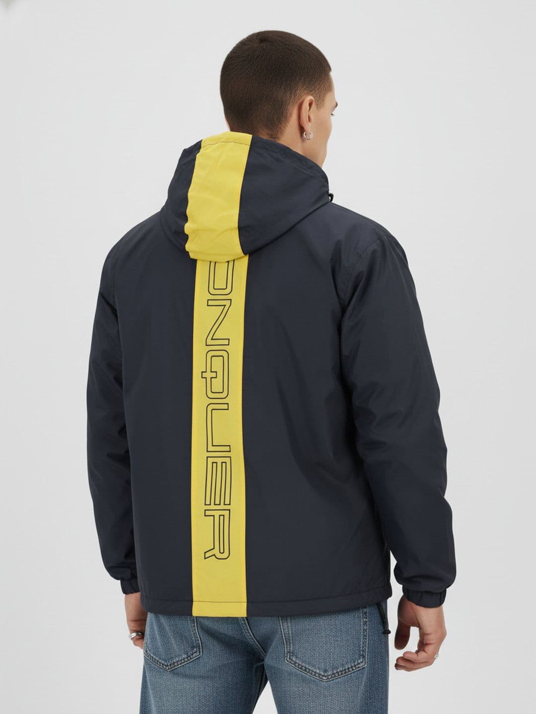glitchez Typography Striped Windcheater Tailored Jacket