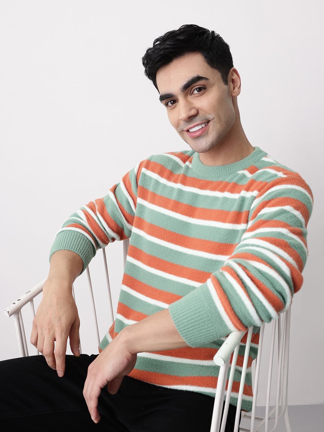 Mast & Harbour Self Striped Fleece Pullover