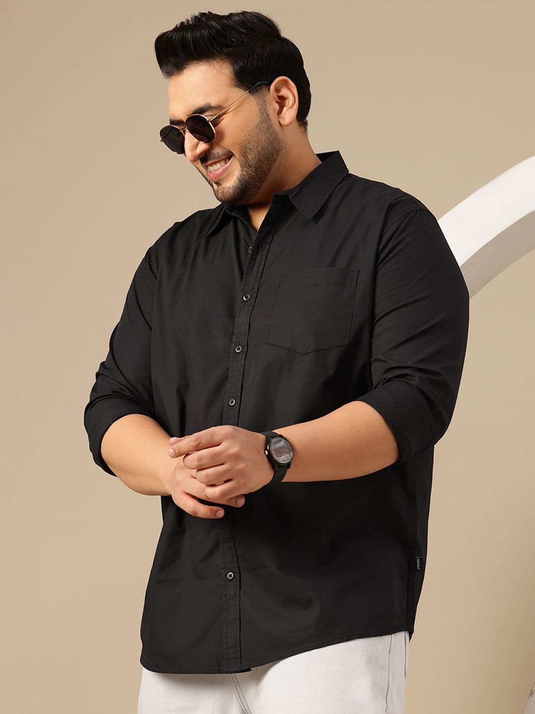 Sztori Plus Size Spread Collar Pure Cotton Shirt - view 1