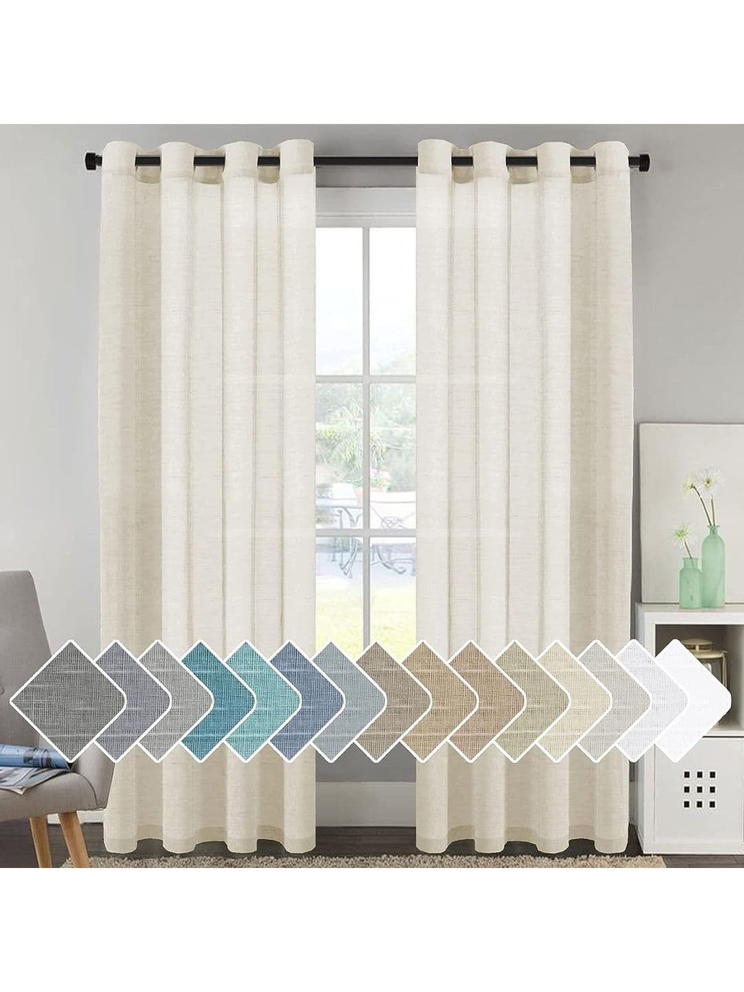 B' Decorlish Cream-Coloured Sheer Door Curtain - view 1